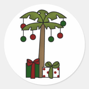 Pegatina Redonda Oh Navidades Palm Tree