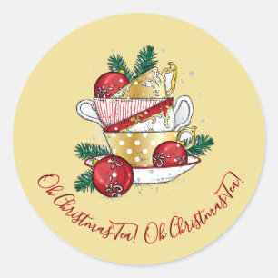 Pegatina Redonda ¡Oh Navidades Tea!