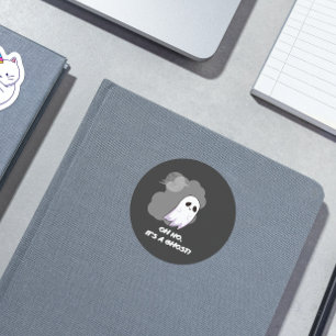 Pegatina Redonda ¡Oh no, es un fantasma! Halloween negro gracioso