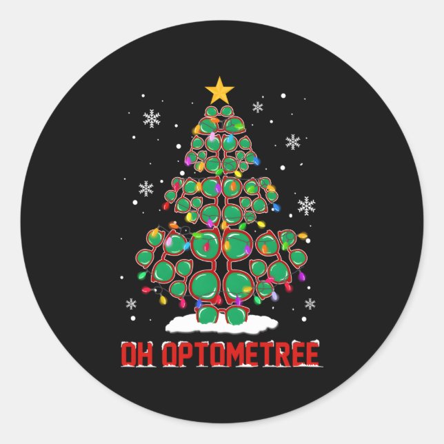 Pegatina Redonda Oh Optometree Fun Optician Glasses Tree (Anverso)