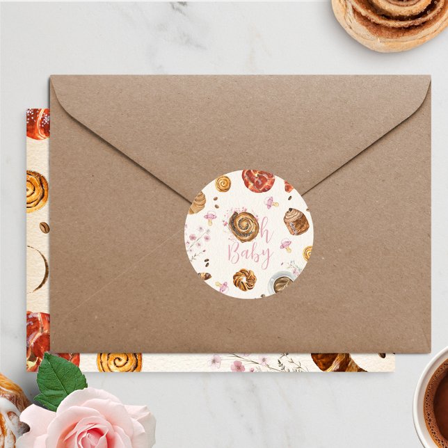 Pegatina Redonda Oh Pasteles Bebés + Pacificadores Chica Baby Showe (Subido por el creador)