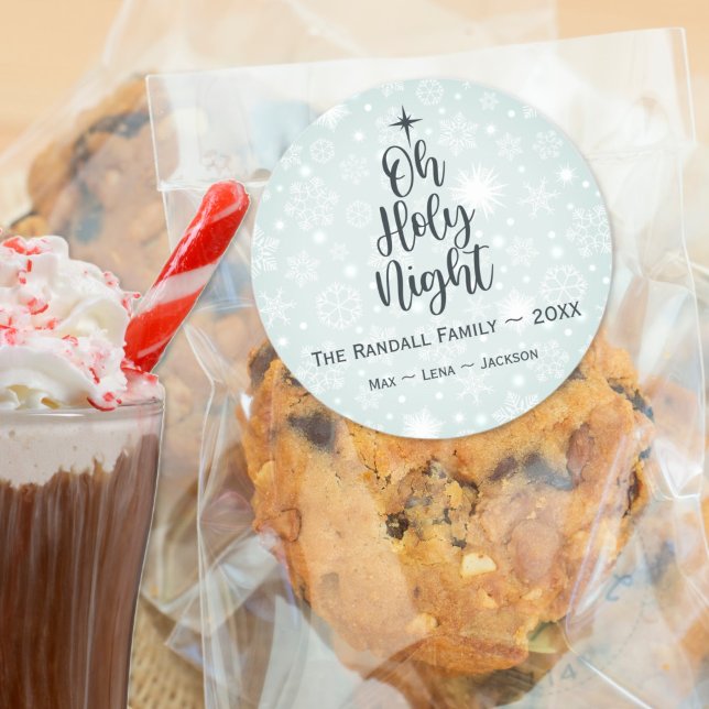 Pegatina Redonda Oh Personalizados de la noche sagrada Navidades re (Oh Holy Night Custom Religious Christmas Sticker)