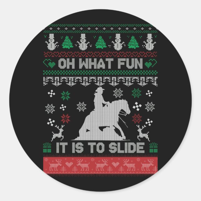 Pegatina Redonda Oh Qué Cowboy Divertido Que Se Enfrenta A Los Caba (Anverso)