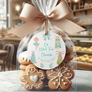 Pegatina Redonda Oh Qué Diversión Cumpleaños Cascanueces Menta