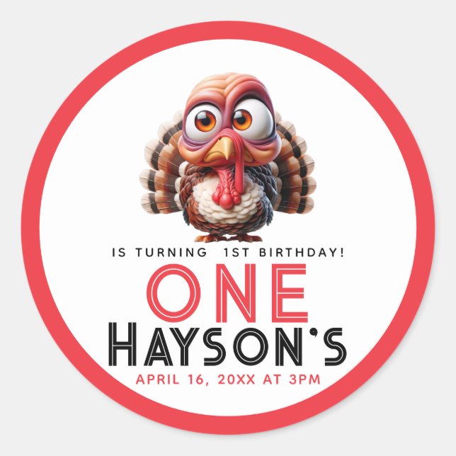 Pegatina Redonda Oh qué es divertido Caricaturas Turquía Primer cum (Anverso)