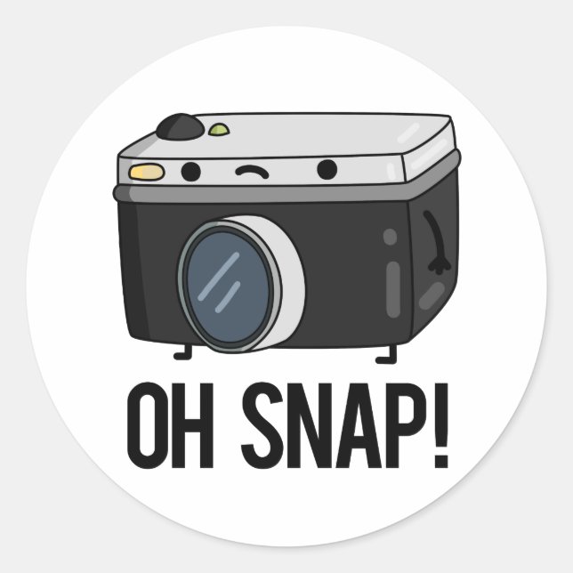 Pegatina Redonda Oh Snap Funny Camera Pun (Anverso)