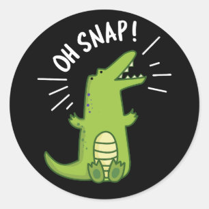 Pegatina Redonda Oh Snap Funny Snapping Crocodile Pun Dark BG