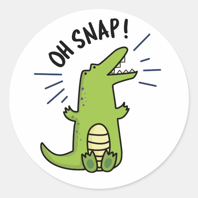 Pegatina Redonda Oh Snap Funny Snny Crocodile Pun (Anverso)