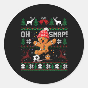 Pegatina Redonda Oh Snap Fútbol Hombre de Jengibre Navidad Feo Xmas
