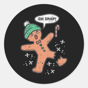 Pegatina Redonda Oh Snap Gingerbread Hombre Divertido Navidades De