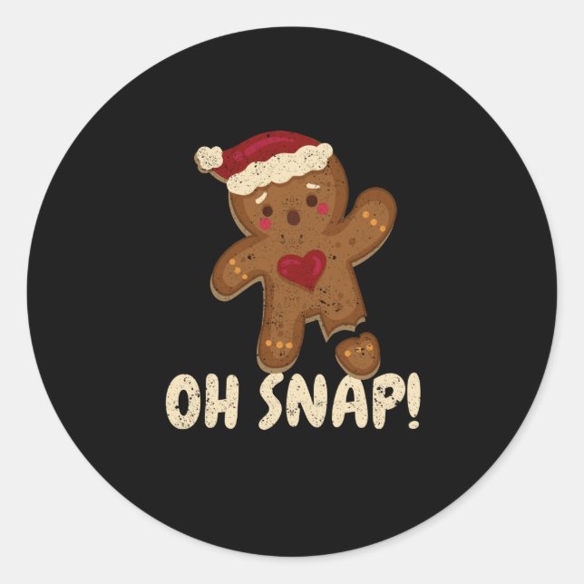 Pegatina Redonda Oh snap gingerbread man cookie broken leg (Anverso)