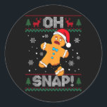 Pegatina Redonda Oh Snap Gingerbread Man Cookie Navidades Funny Ugl<br><div class="desc">Oh Snap Gingerbread Man Cookie Navidades Funny Suéter</div>