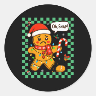 Pegatina Redonda Oh Snap Gingerbread Man Navidades Niños Adultos Ho