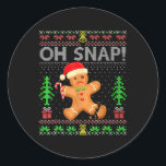 Pegatina Redonda Oh Snap Gingerbread Man Navidades Xmas Feo Holida<br><div class="desc">Oh Navidades del hombre del pan de jengibre navideño pijamas feos</div>
