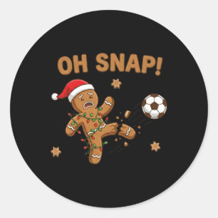 Pegatina Redonda Oh Snap Hombre de Jengibre Navidad Fútbol