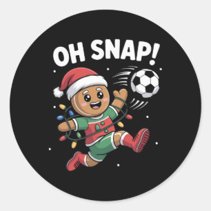 Pegatina Redonda Oh Snap Hombre de Jengibre Navidad Fútbol Niño