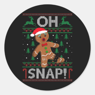 Pegatina Redonda Oh Snap Hombre de Jengibre Navidad Galleta Diverti
