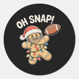 Pegatina Redonda Oh Snap Pan de Jengibre Fútbol Navidad Xmas Deport