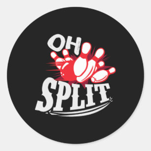 Pegatina Redonda ¡Oh Split! Divertida Bowling League