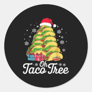 Pegatina Redonda Oh Taco Tree Navidad Cute Navidad Comida Mexicana