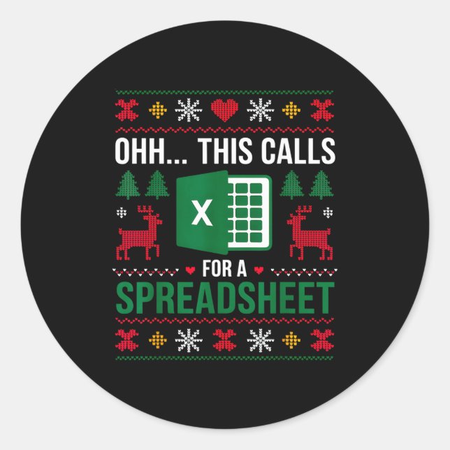 Pegatina Redonda Oh This Calls For A Spreadsheet Christmas  (Anverso)