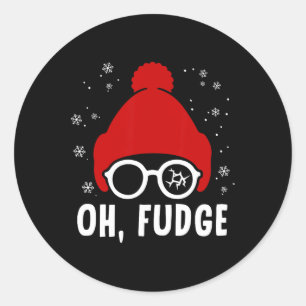 Pegatina Redonda Oh, Un Divertido Navidad Diciendo Vintage Navidad