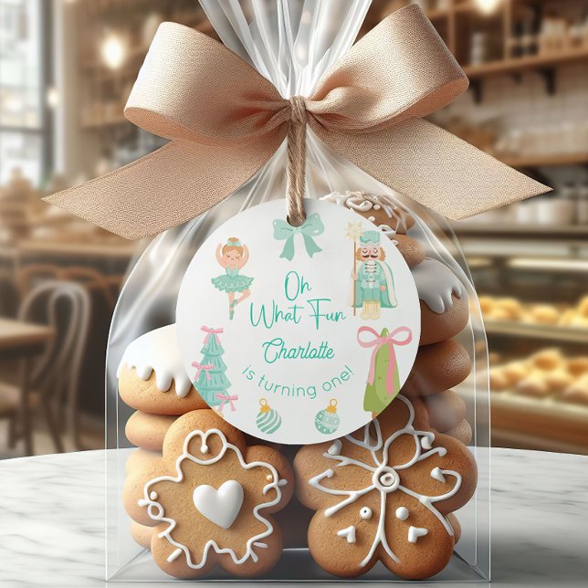 Pegatina Redonda Oh What Fun Mint Nutcracker Birthday (Subido por el creador)