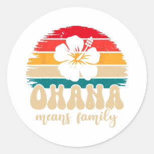 Pegatina Redonda Ohana significa vacaciones de verano en Hawái