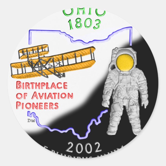 Pegatina Redonda Ohio (Anverso)
