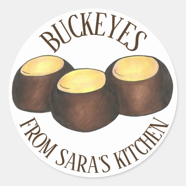 Pegatina Redonda Ohio Buckeye Peanut Butter Candy casero hecho por (Anverso)
