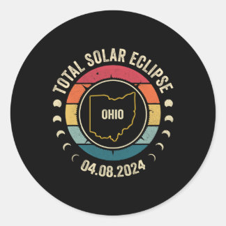 Pegatina Redonda Ohio Eclipse Solar Total 2024 Ap