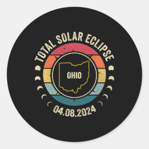 Pegatina Redonda Ohio Eclipse Solar Total 2024 Ap