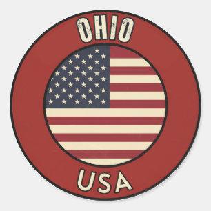 Pegatina Redonda Ohio Estados Unidos de América