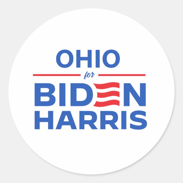 Pegatina Redonda Ohio para Biden Harris (Anverso)