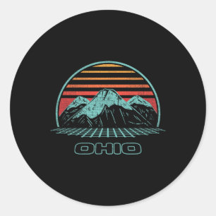 Pegatina Redonda Ohio Retro Mountain Hiking estilo 80