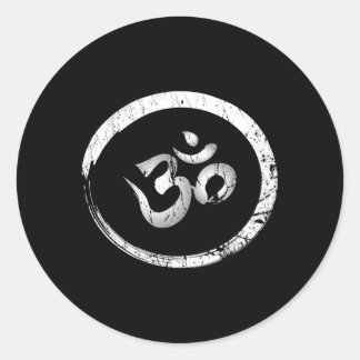 Pegatina Redonda Ohm Om Aum Yoga Meditación Espiritual Namaste