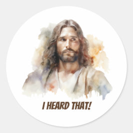 Pegatina Redonda Oí eso - Retrato de Jesús