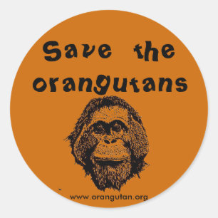 Pegatina Redonda OIF - Salvar orangutanes y selva tropical