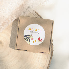 Pegatina Redonda Oink Baa Quack Moo Farm Animals Birthday Party