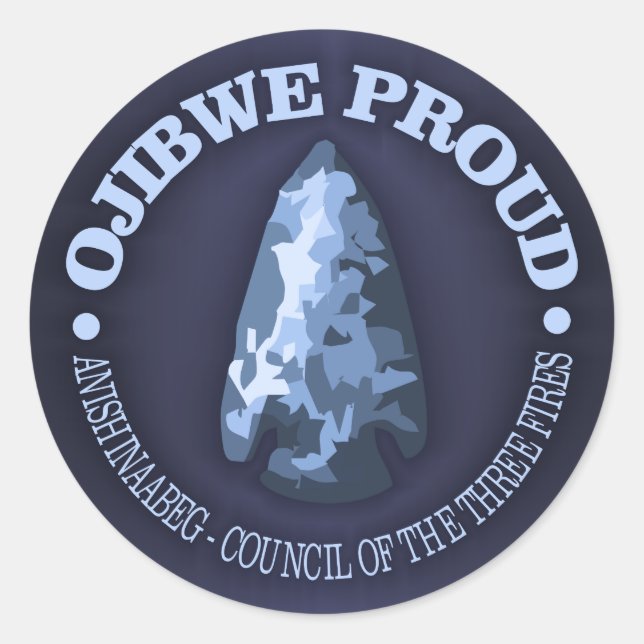 Pegatina Redonda Ojibwe Proud (punta de flecha) (Anverso)