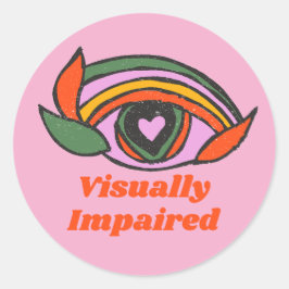 Pegatina Redonda Ojo arcoiris con texto de personalización