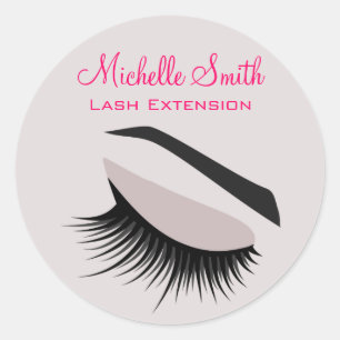 Pegatina Redonda Ojo con latigazos largos que azotan la extensión d