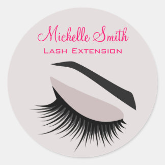 Pegatina Redonda Ojo con latigazos largos que azotan la extensión d