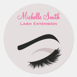 Pegatina Redonda Ojo con latigazos largos que azotan la extensión d