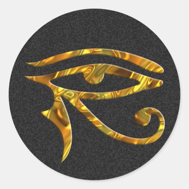Pegatina Redonda Ojo De Horus - ORO | bandeja negra (Anverso)