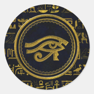Pegatina Redonda Ojo egipcio de oro de Horus - Wadjet