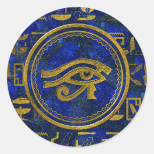 Pegatina Redonda Ojo egipcio del lapislázuli de Horus - de Wadjet