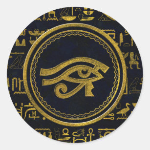 Pegatina Redonda Ojo egipcio del oro de Horus - Wadjet
