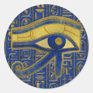 Pegatina Redonda Ojo egipcio del oro del lapislázuli de Horus - de