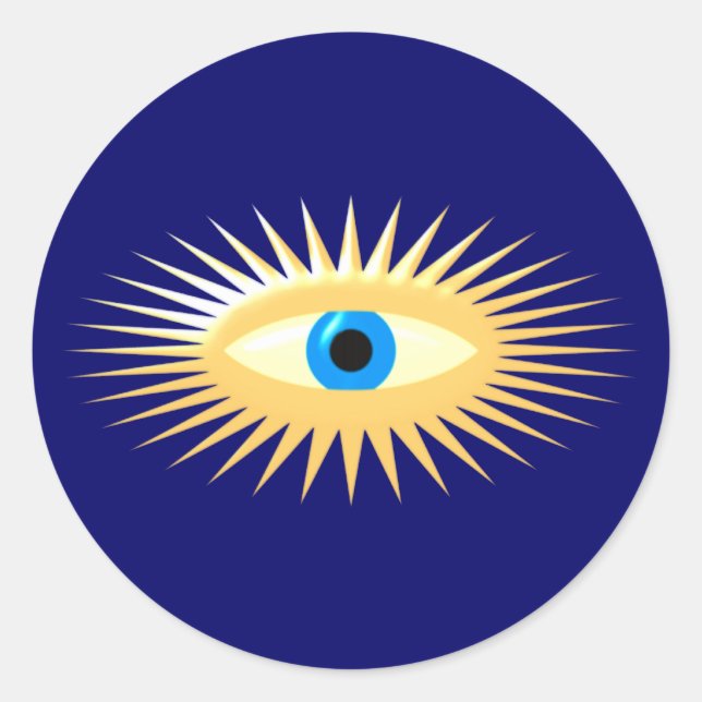 Pegatina Redonda Ojo estrella fulgor star eye rays (Anverso)